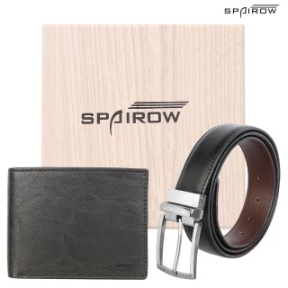 Men's Leather Wallet-Belt combo- Black wallet